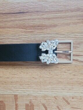 Kate Spade New York Black Women's Belt with Crystal Buckle